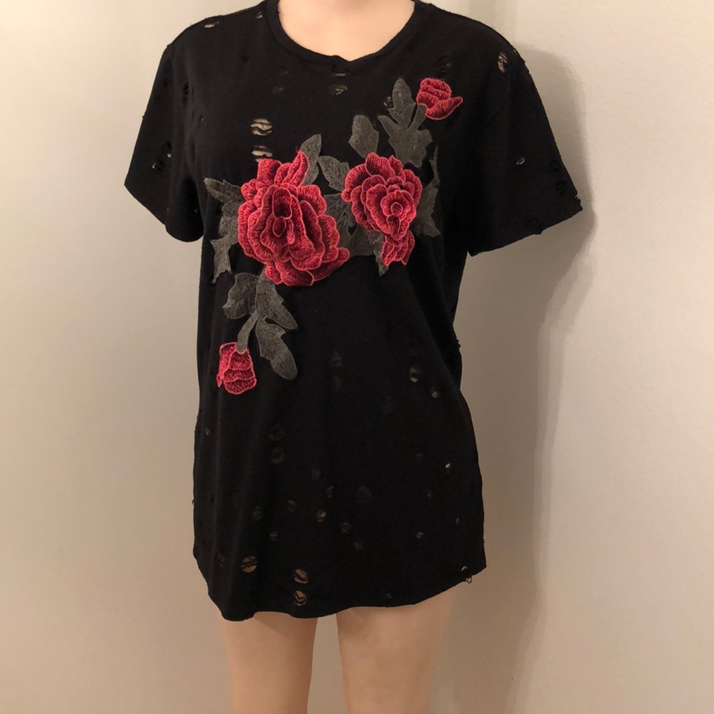 Distressed rose shirt
